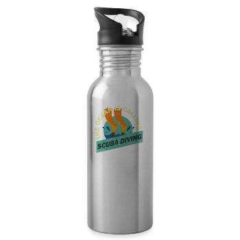 Scuba Diver Scuba Diving Diving Gift - Water bottle with straw - silver - Right