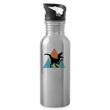dinosaure - Gourde avec paille intégrée - argent clair - Droite