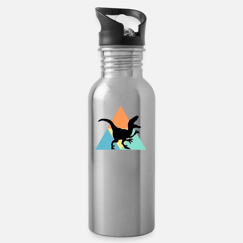 dinosaure - Gourde avec paille intégrée - argent clair