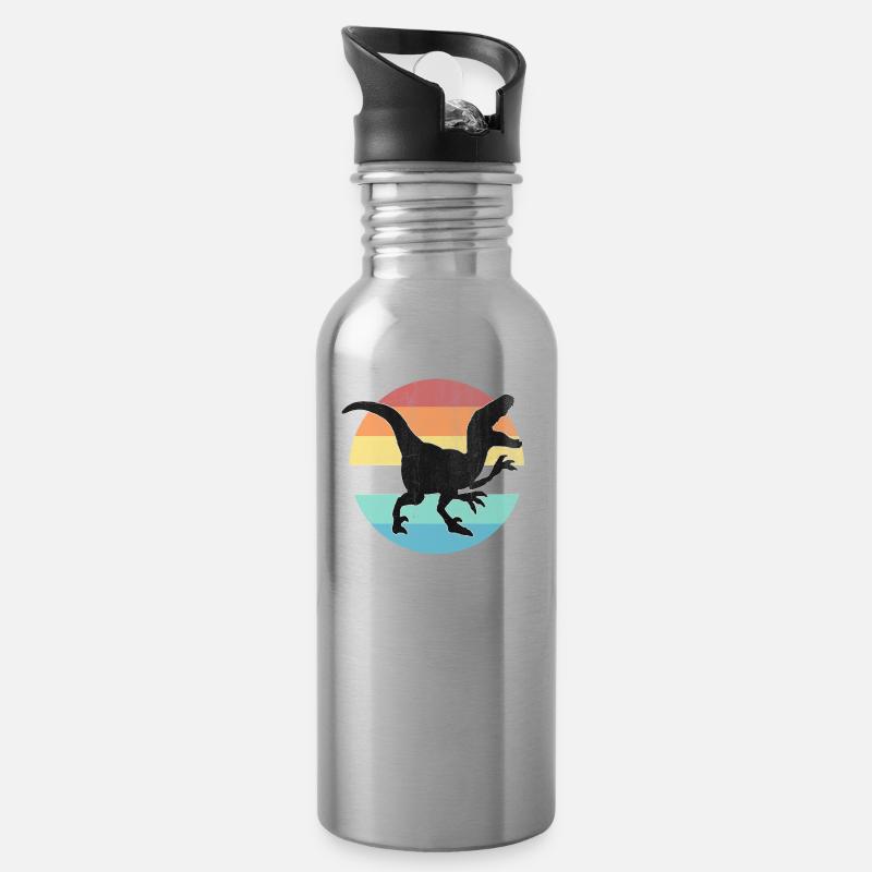 dinosaure - Gourde avec paille intégrée - argent clair