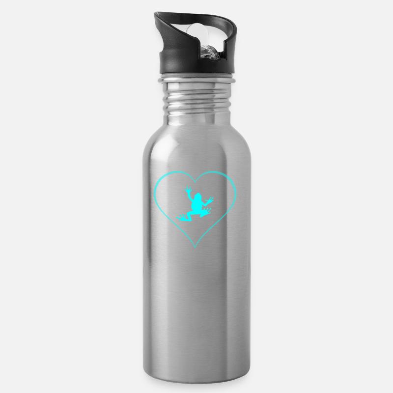 Frosch - Trinkflasche mit integriertem Trinkhalm - Lightsilver