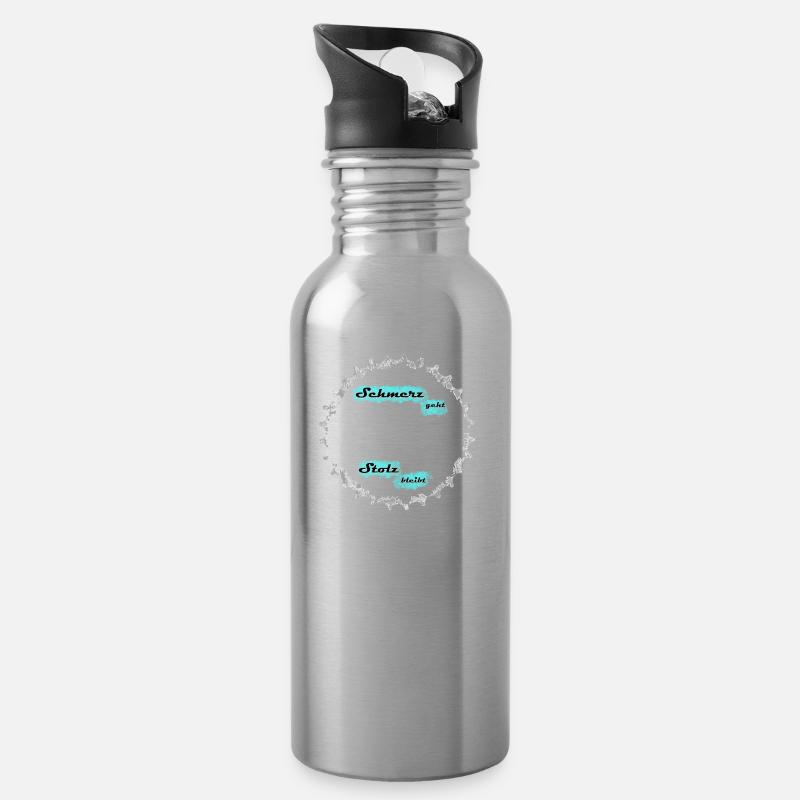 Der Stolz bleibt - Trinkflasche mit integriertem Trinkhalm - Lightsilver