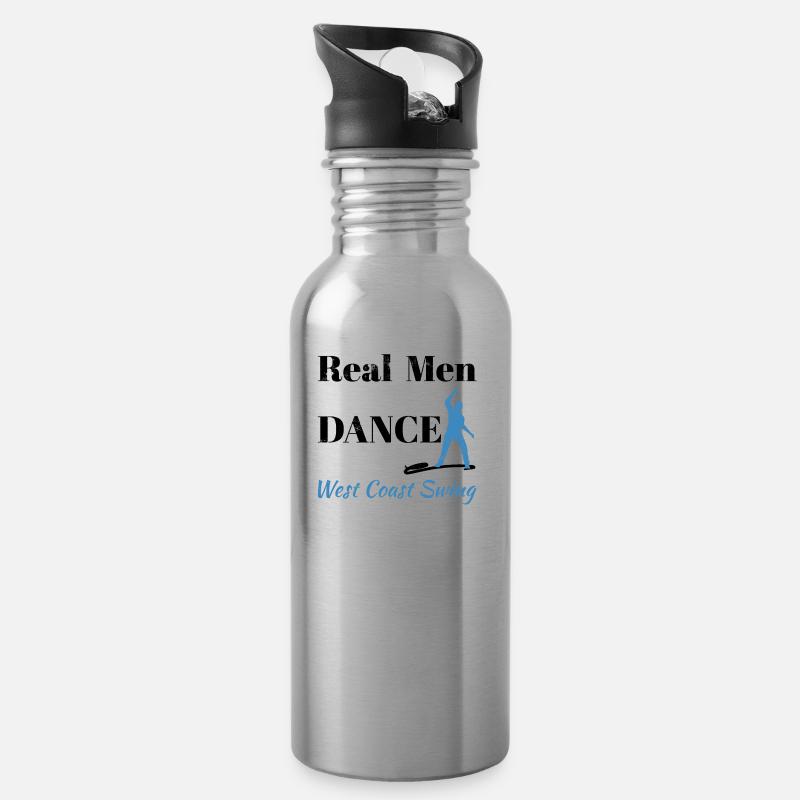 Real Men West Coast Swing WCS Geschenk tanzen - Trinkflasche mit integriertem Trinkhalm - Lightsilver
