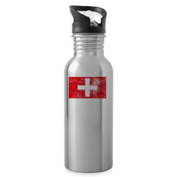 Home Switzerland | Used Look | Flag Gift Idea - Water bottle with straw - silver - Right