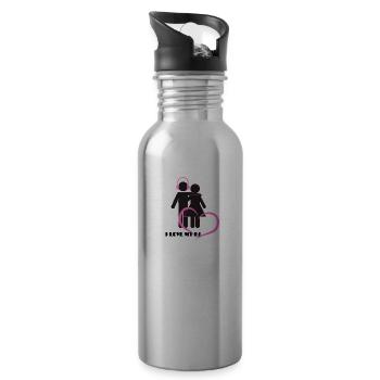 I LOVE MY DJ - Trinkflasche mit integriertem Trinkhalm - Lightsilver - Rechts