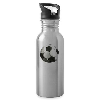 Alter Lederball - Trinkflasche mit integriertem Trinkhalm - Lightsilver - Rechts