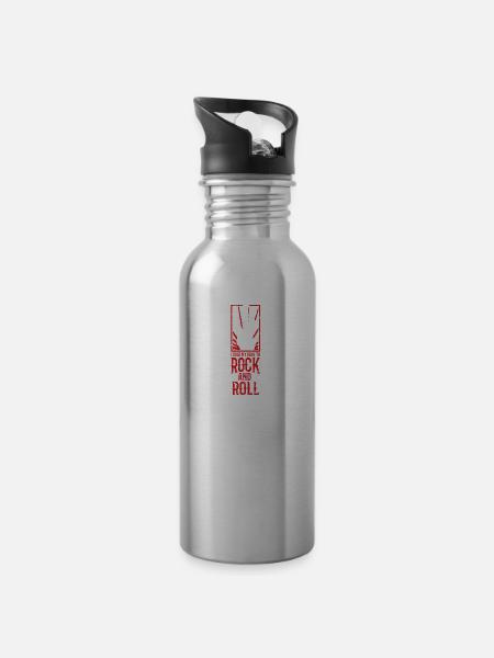 Rock and roll - Water bottle with straw - silver