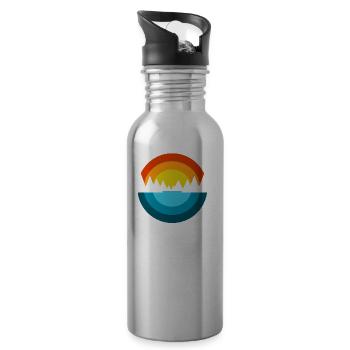 Sun Mountains Sea Fjord I Souvenir Gift - Water bottle with straw - silver - Right