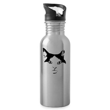 Katze - Trinkflasche mit integriertem Trinkhalm - Lightsilver - Rechts