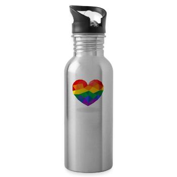 Polygon LGBT Herz CSD Regenbogen Gay Pride - Trinkflasche mit integriertem Trinkhalm - Lightsilver - Rechts