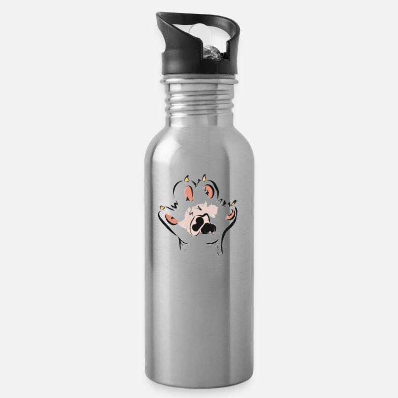 chat chat donne moi 5 - Gourde avec paille intégrée - argent clair