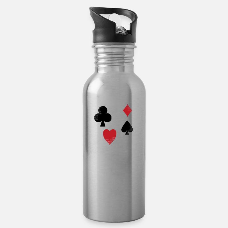 Poker - Trinkflasche mit integriertem Trinkhalm - Lightsilver