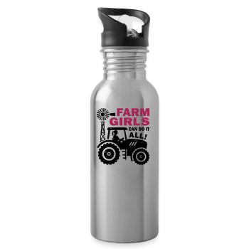 Farm Girls Can Do It All - Water bottle with straw - silver - Right