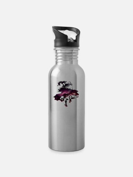 Blitz Gewitter - Trinkflasche mit integriertem Trinkhalm - Lightsilver