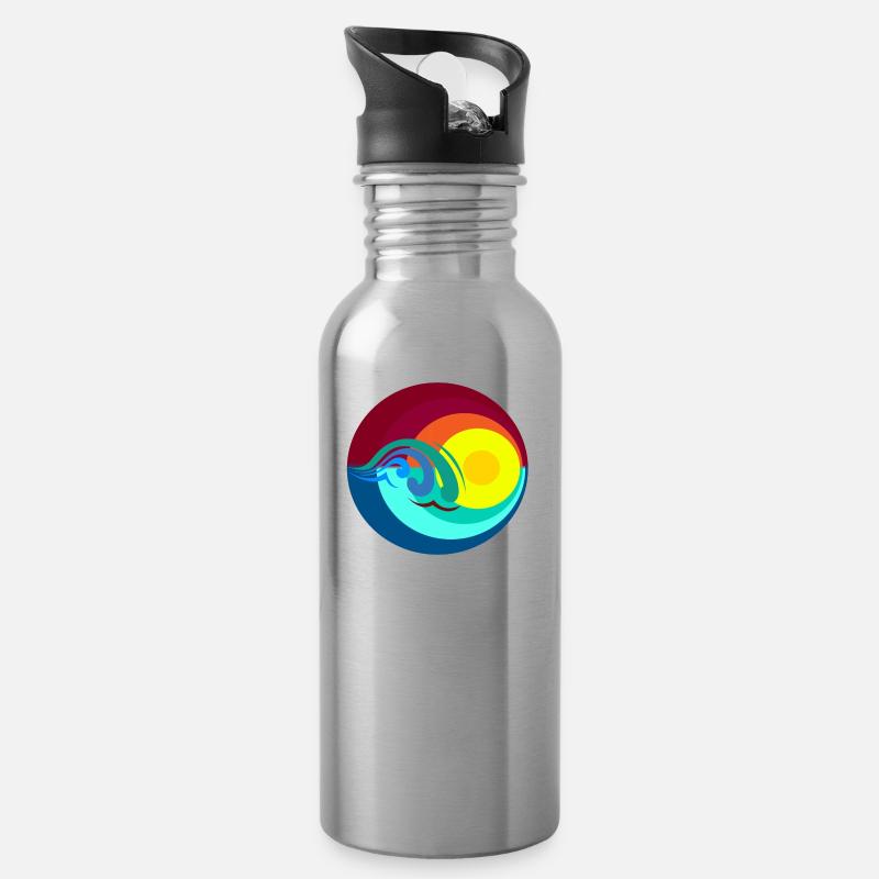 ocean Sun Sonne Meer abstrackt - Trinkflasche mit integriertem Trinkhalm - Lightsilver