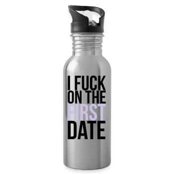 i fuck on the first date - Water bottle with straw - silver - Right