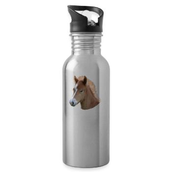 Pferd - Trinkflasche mit integriertem Trinkhalm - Lightsilver - Rechts