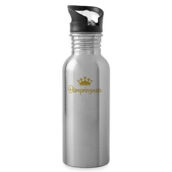 Büroprinzessin - Lustiger Spruch Geschenk Büro - Trinkflasche mit integriertem Trinkhalm - Lightsilver - Rechts