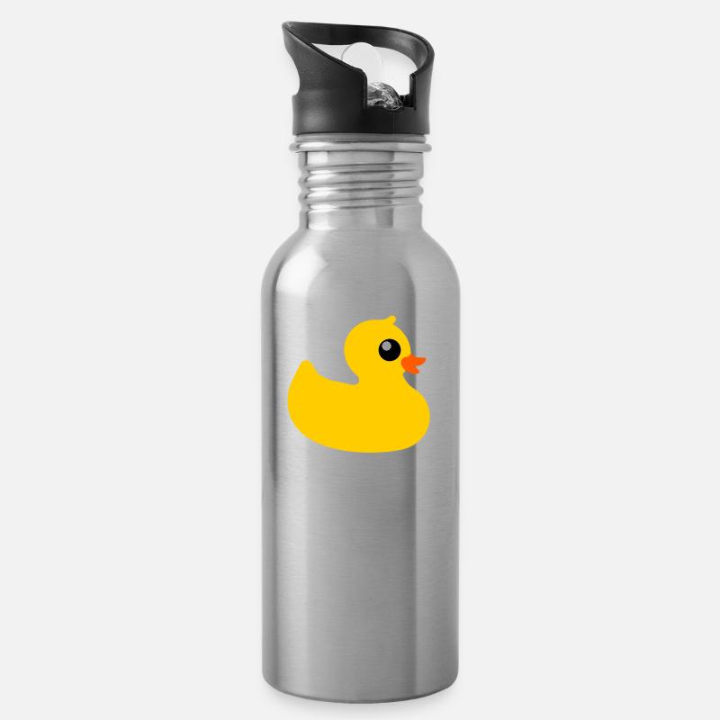 Quietscheentchen - Trinkflasche mit integriertem Trinkhalm - Lightsilver