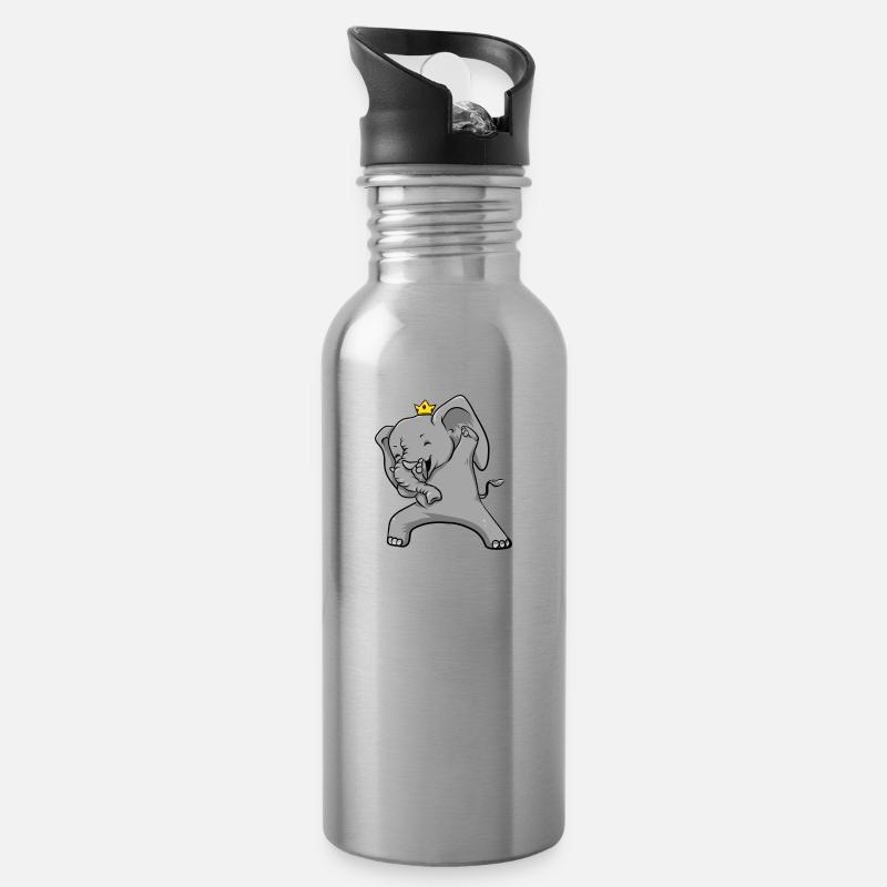 Elephant King - Trinkflasche mit integriertem Trinkhalm - Lightsilver