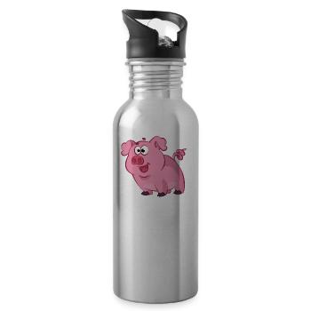 Cadeau de cochon avec un animal porcin · Porcinet - Gourde avec paille intégrée - argent clair - Droite