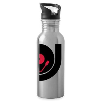 DJ Record Vinyl Plate - Water bottle with straw - silver - Right