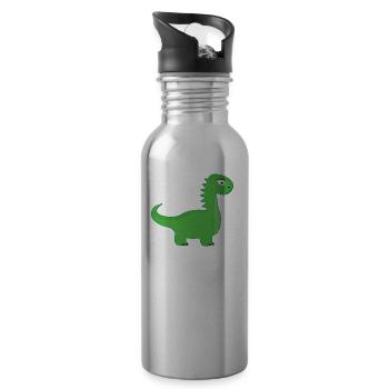 Daughter Saurus Funny Gift - Water bottle with straw - silver - Right