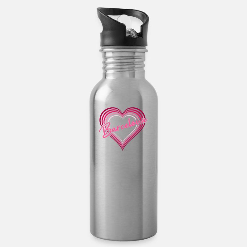 Barcelona - Water bottle with straw - silver
