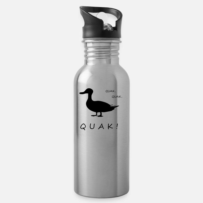 Quak Ente lustig - Trinkflasche mit integriertem Trinkhalm - Lightsilver
