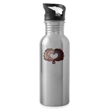 Pferd Herz Couple Beziehung Reiten Geschenk - Trinkflasche mit integriertem Trinkhalm - Lightsilver - Rechts