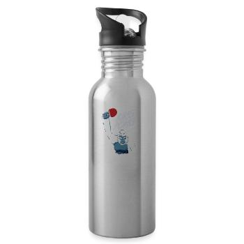 King Pong Tischtennis Gorilla Kong Geschenk - Trinkflasche mit integriertem Trinkhalm - Lightsilver - Rechts