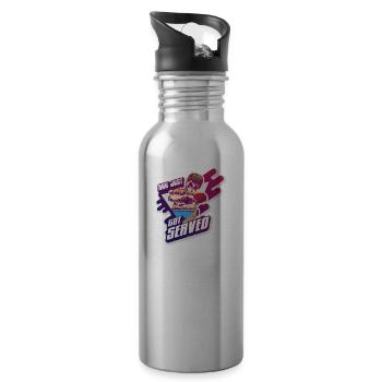 Got Served Aufschlag Tischtennis Profi Geschenk - Trinkflasche mit integriertem Trinkhalm - Lightsilver - Rechts