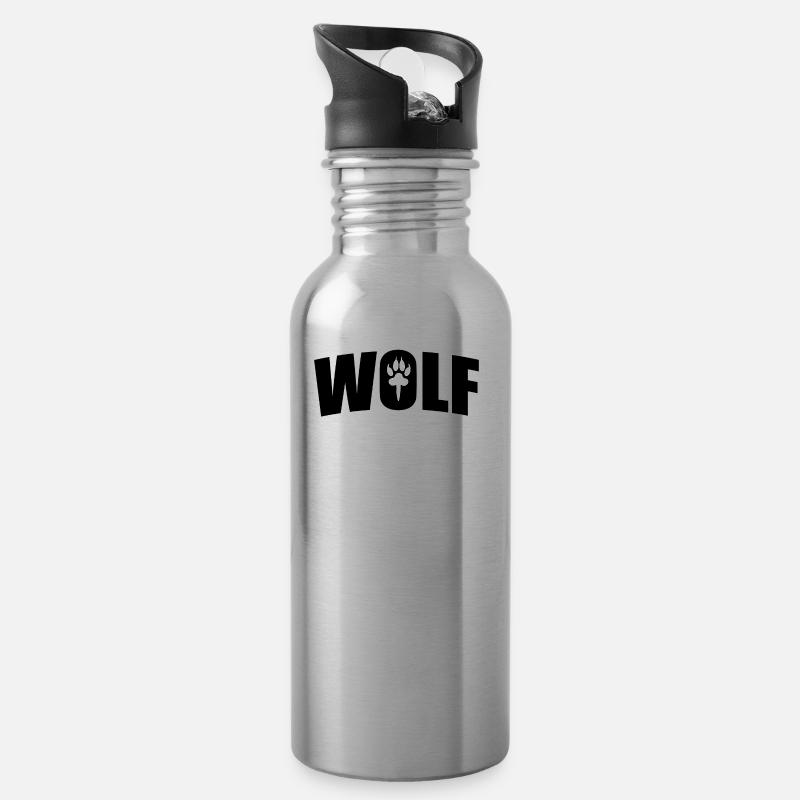 Wolf - Trinkflasche mit integriertem Trinkhalm - Lightsilver