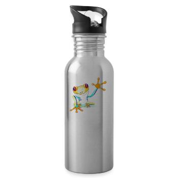 Frosch bunt - Trinkflasche mit integriertem Trinkhalm - Lightsilver - Rechts