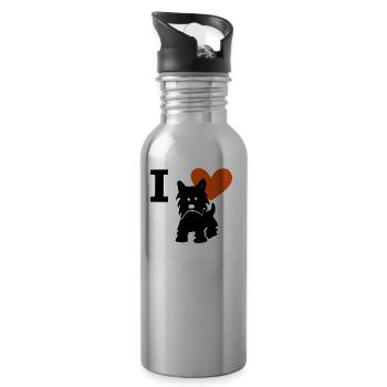I love Westie Ich liebe West Highland Terrier - Trinkflasche mit integriertem Trinkhalm - Lightsilver - Rechts