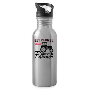 Get Plowed Sleep With A Farmer - Water bottle with straw - silver - Right