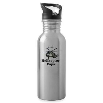 Proud helicopter dad - Water bottle with straw - silver - Right