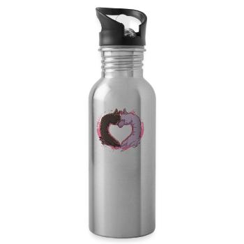 Alpaga chameau amour coeur couple objectif relation - Gourde avec paille intégrée - argent clair - Droite