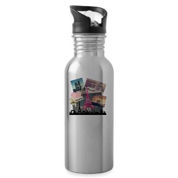 I love Paris - Water bottle with straw - silver - Right