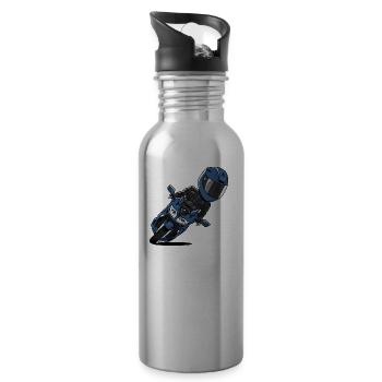 0791 FJR PhantomBlue - Water bottle with straw - silver - Right