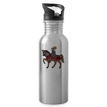 Knight with horse 3 622 - Water bottle with straw - silver - Right