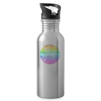 Regenbogen Peace Hippie Frieden Weltfrieden - Trinkflasche mit integriertem Trinkhalm - Lightsilver - Rechts