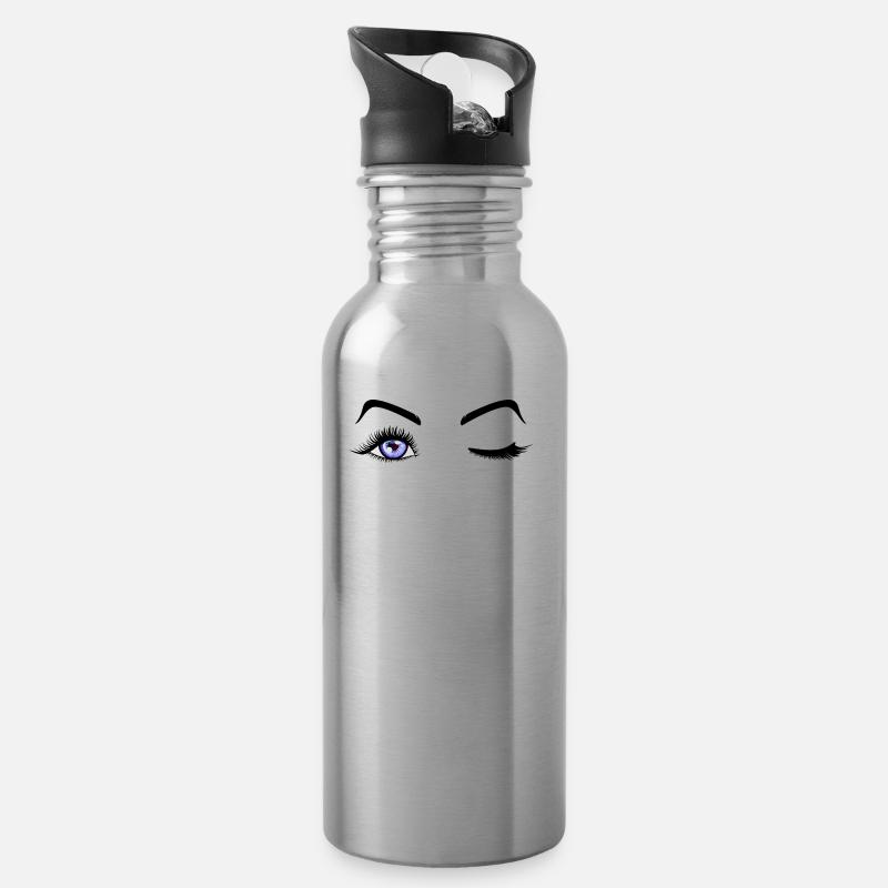 Beauté yeux cils un - Gourde avec paille intégrée - argent clair