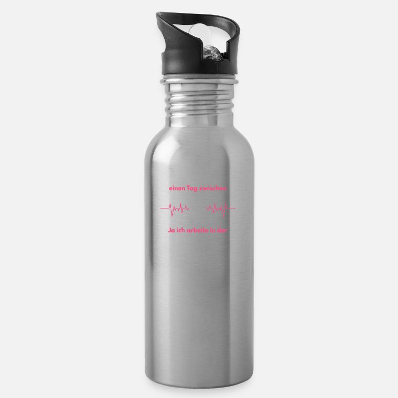 Krankenschwester Pfleger Spruch Pflege Geschenk - Trinkflasche mit integriertem Trinkhalm - Lightsilver