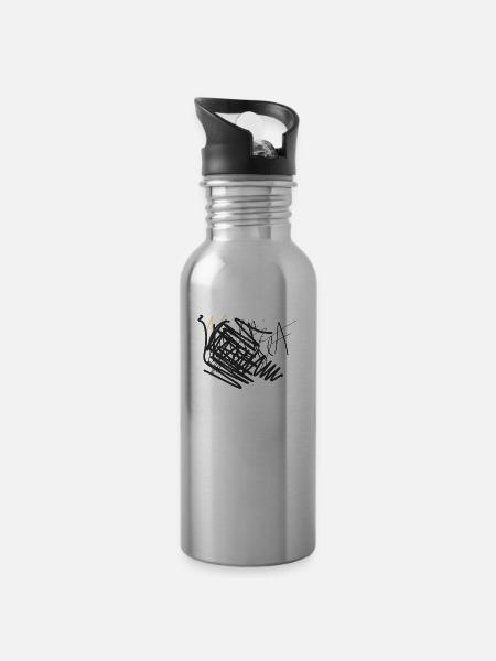 Kunst - Trinkflasche mit integriertem Trinkhalm - Lightsilver