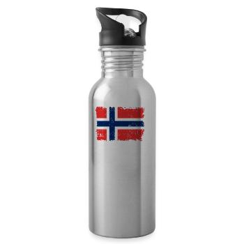 Nowegen Flagge Norway Norwegische Fahne Geschenk - Trinkflasche mit integriertem Trinkhalm - Lightsilver - Rechts