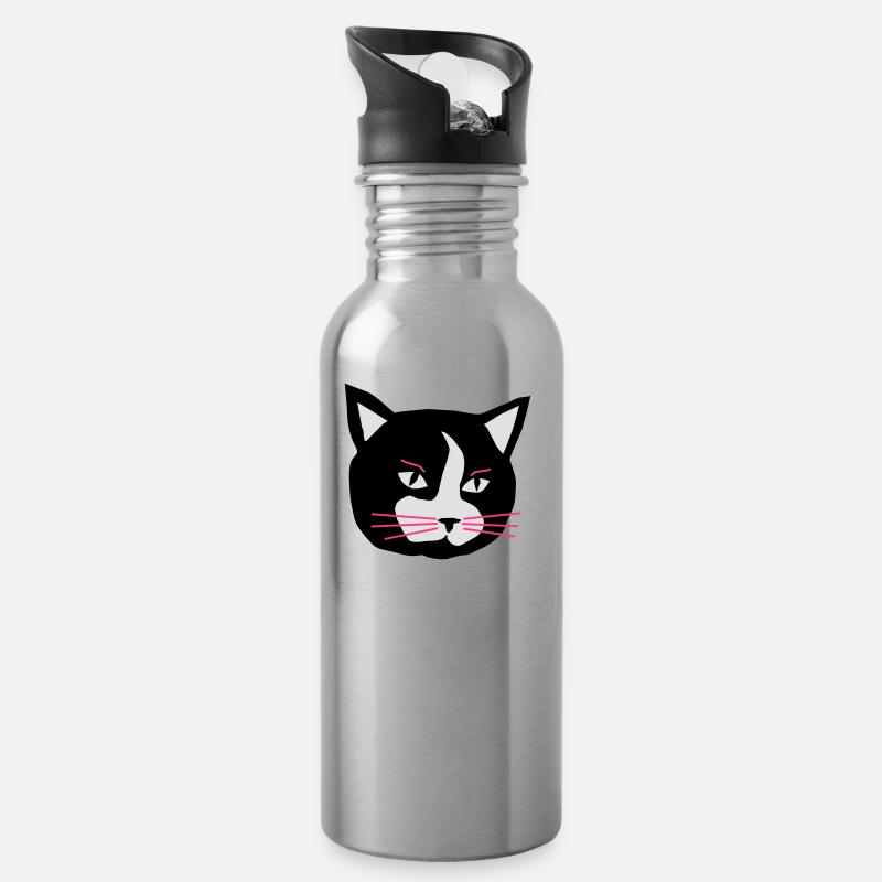 Cat - Trinkflasche mit integriertem Trinkhalm - Lightsilver