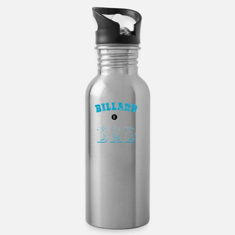 Billard - Trinkflasche mit integriertem Trinkhalm - Lightsilver