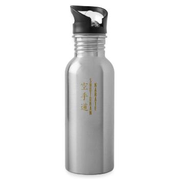 Eye-catching vertical design in golden colors - Water bottle with straw - silver - Right