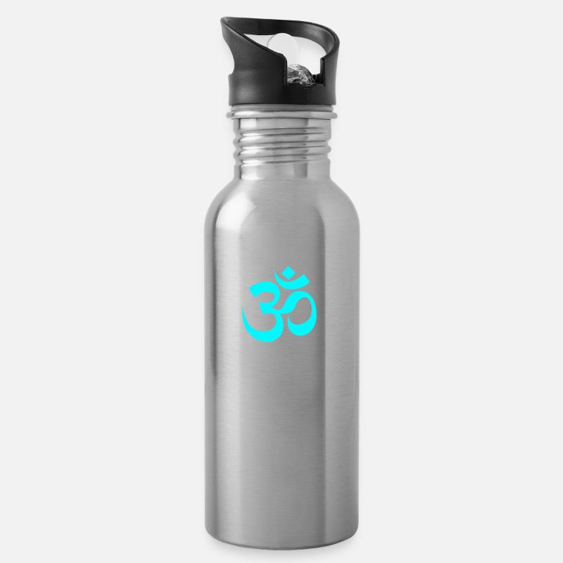Om Zeichen Goa - Trinkflasche mit integriertem Trinkhalm - Lightsilver
